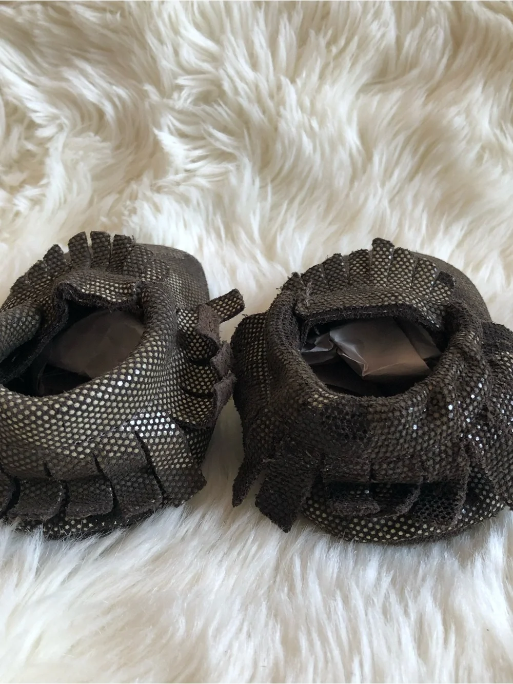 Baby/Toddler Metallic Black Bow Moccasins